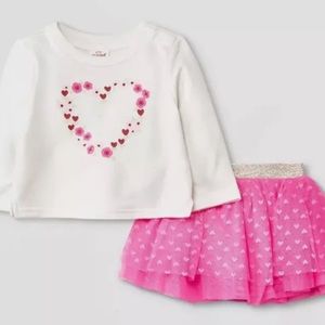 ⭐️NEW Cat&Jack Baby Girls' Heart Tutu Top & Bottom Set - Neon Pink